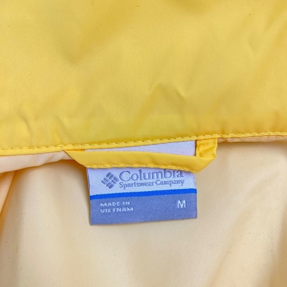 COLUMBIA Women's Jacket Rain Hooded Packable Yellow Size M - Picture 5 of 10